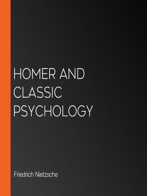cover image of Homer and Classic Psychology